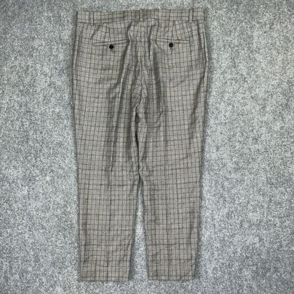 Theory Pants Womens Size 12 Brown Plaid Houndstooth Cropped Academia Preppy - Picture 8 of 9